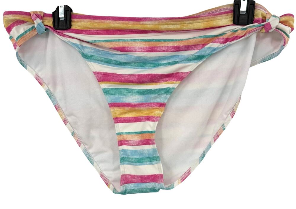 Roxy Size XXL Bikini Bottoms Bathing Suit Swimsuit Striped Pink Yellow White NEW
